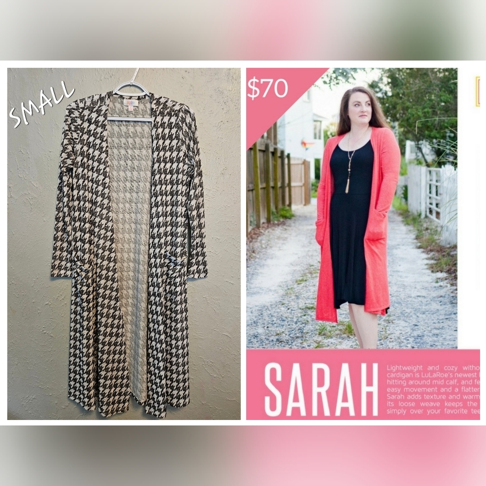 LuLaRoe Sarah Open Front Cardigan Size Small Light Weight Black White
